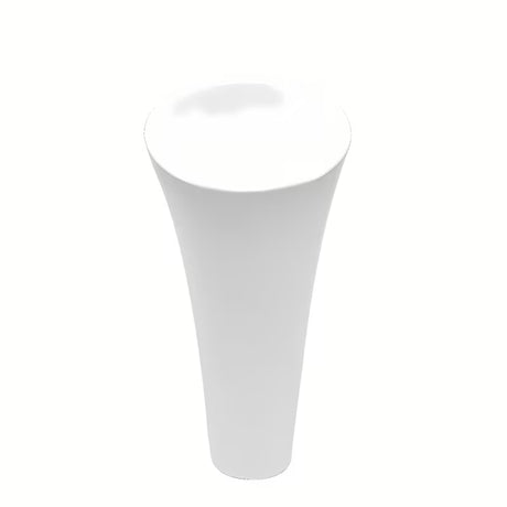 Samostoječi  keramični umivalnik SAT Fusion v beli barvi s premerom 42,5 cm in višino 95 cm.