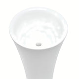 Samostoječi  keramični umivalnik SAT Fusion v beli barvi s premerom 42,5 cm in višino 95 cm.