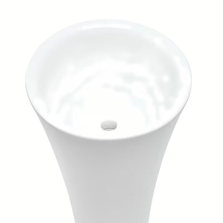 Samostoječi  keramični umivalnik SAT Fusion v beli barvi s premerom 42,5 cm in višino 95 cm.