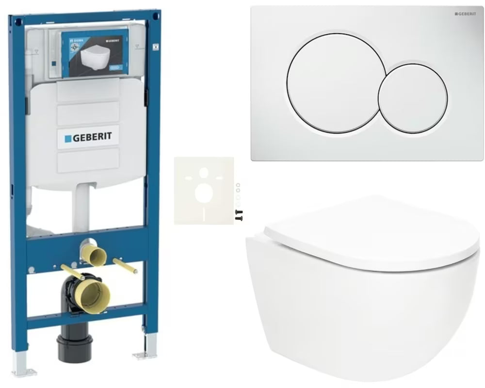Viseči WC set SAT Fusion z vrtinčnim splakovanjem in modulom Geberit Duofix