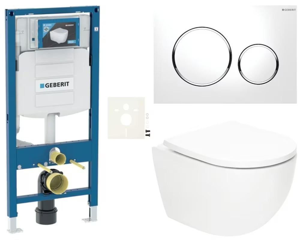 Viseči WC set SAT Fusion z vrtinčnim splakovanjem in modulom Geberit Duofix