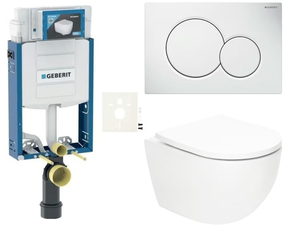 Viseči WC set SAT Fusion z vrtinčnim splakovanjem in kotličkom Geberit Kombifix