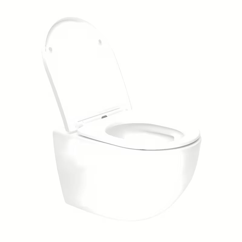 Viseči WC set SAT Fusion z vrtinčnim splakovanjem, splakovalnikom, tipko bela mat in WC-desko