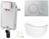 Viseči WC set SAT Fusion z vrtinčnim splakovanjem, podometnim modulom, splakovalnikom in tipko krom sijaj
