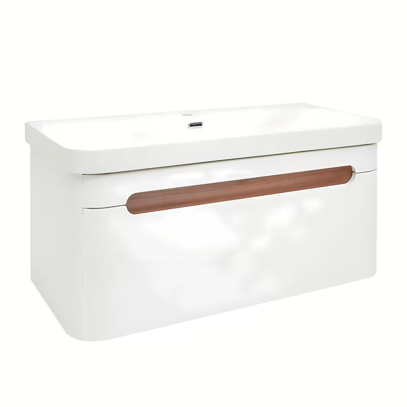 Viseča kopalniška omarica SAT Fusion s keramičkim umivaonikom u mat bijeloj izvedbi