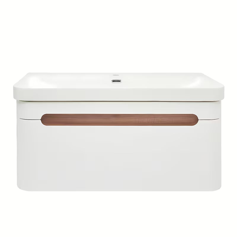 Viseča kopalniška omarica SAT Fusion s keramičkim umivaonikom u mat bijeloj izvedbi