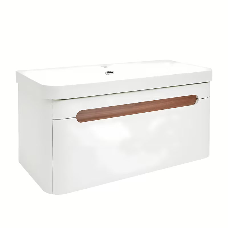 Viseča kopalniška omarica SAT Fusion s keramičkim umivaonikom u mat bijeloj boji