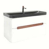 Viseča kopalniška omarica SAT Fusion z umivalnikom u mat bijeloj boji s dvije ladice