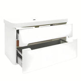 Viseča kopalniška omarica z umivalnikom SAT Fusion u mat bijeloj boji s dvije ladice.