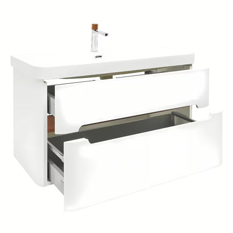 Viseča omarica z umivalnikom SAT Fusion u mat bijeloj boji s dvije ladice