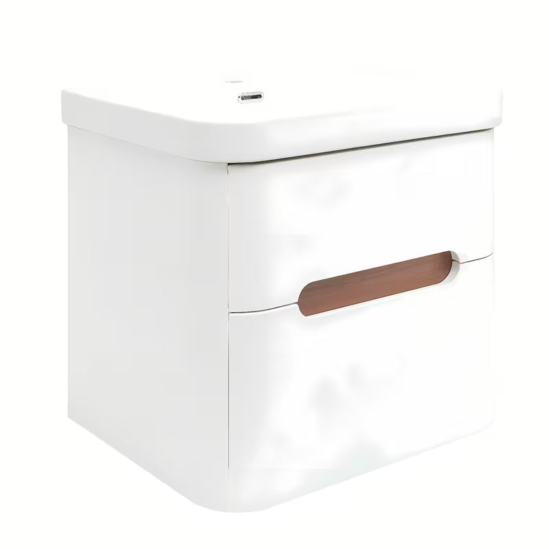 Viseča ormarić s namještajskim umivaonikom SAT Fusion u mat bijeloj boji s dvije ladice