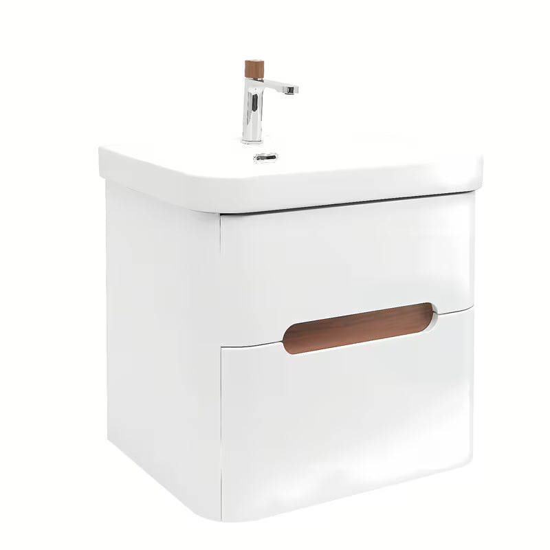 Viseča kopalniška omarica SAT Fusion s keramičkim umivaonikom u mat bijeloj izvedbi