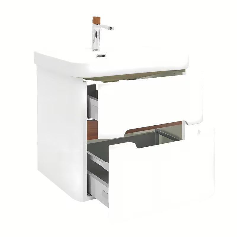 Viseča kopalniška omarica SAT Fusion s keramičkim umivaonikom u mat bijeloj izvedbi