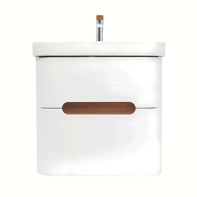 Viseča kopalniška omarica SAT Fusion s keramičkim umivaonikom u mat bijeloj izvedbi