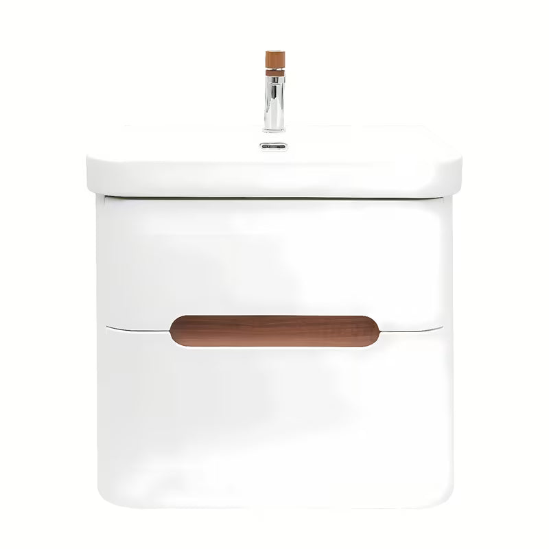 Viseča kopalniška omarica SAT Fusion s keramičkim umivaonikom u mat bijeloj izvedbi