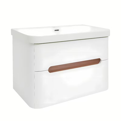 Viseča kopalniška omarica SAT Fusion s keramičkim umivaonikom u mat bijeloj izvedbi