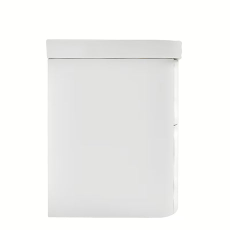 Viseča omarica z umivalnikom SAT Fusion u mat bijeloj boji s obrubom u dekoru oraha i sjajnim bijelim umivaonikom