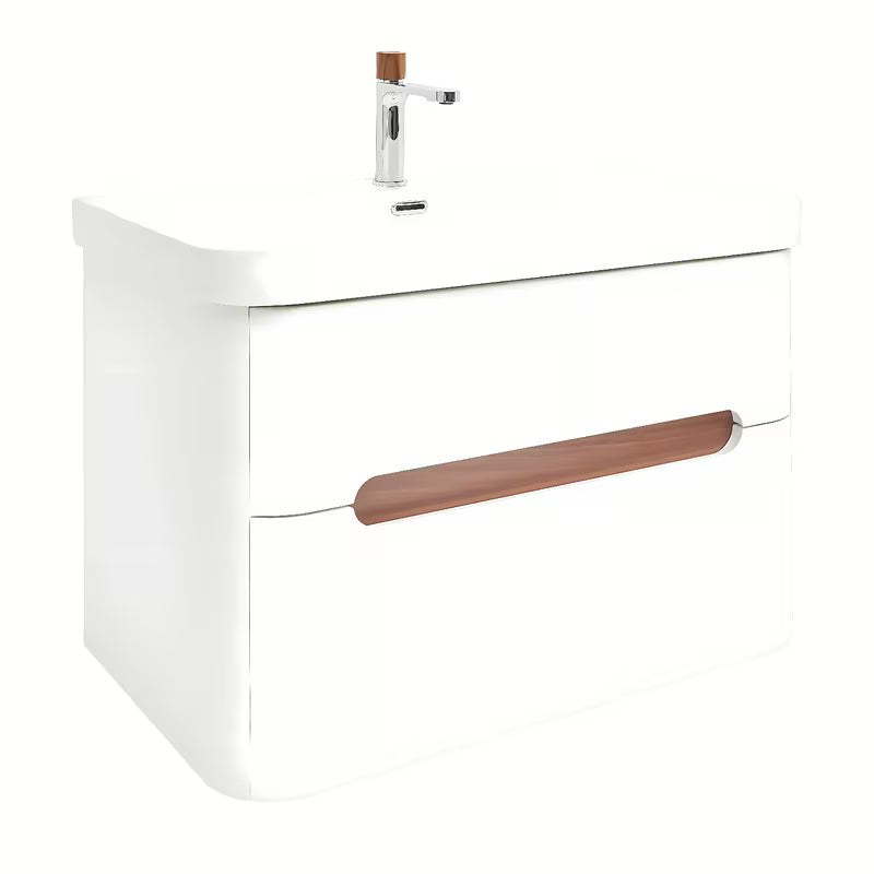 Viseča kopalniška omarica SAT Fusion s keramičkim umivaonikom u mat bijeloj izvedbi