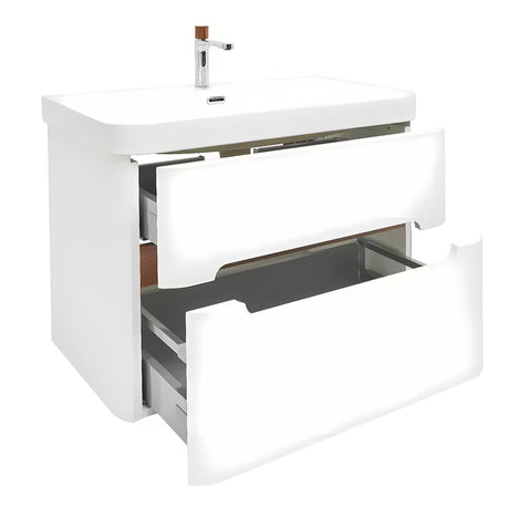 Viseča kopalniška omarica SAT Fusion s keramičkim umivaonikom u mat bijeloj izvedbi