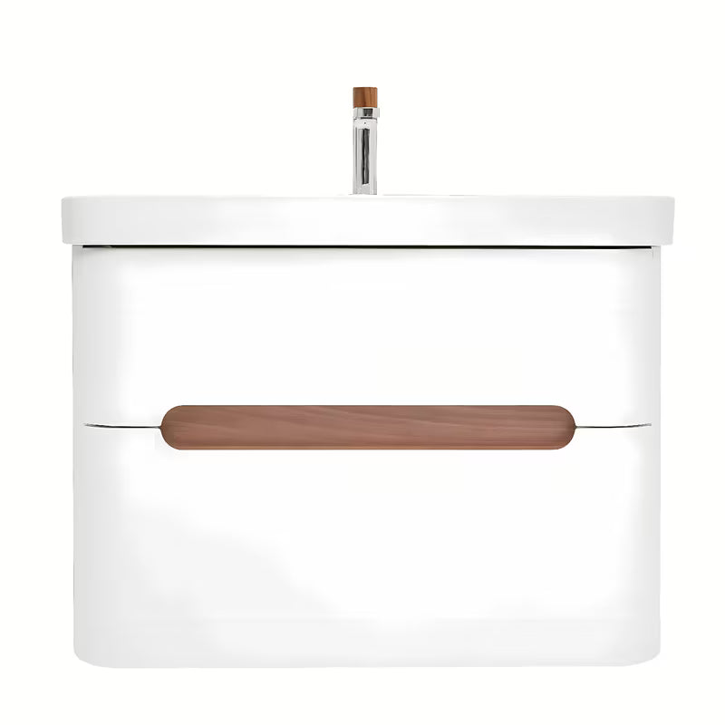 Viseča kopalniška omarica SAT Fusion s keramičkim umivaonikom u mat bijeloj izvedbi