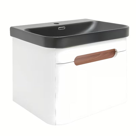 Viseča kopalniška omarica z umivalnikom SAT Fusion u mat bijeloj boji sa zaobljenim rubovima