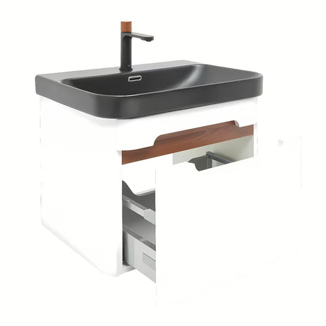 Viseča omarica z umivalnikom SAT Fusion u mat bijeloj boji sa zaobljenim rubovima i ladicom