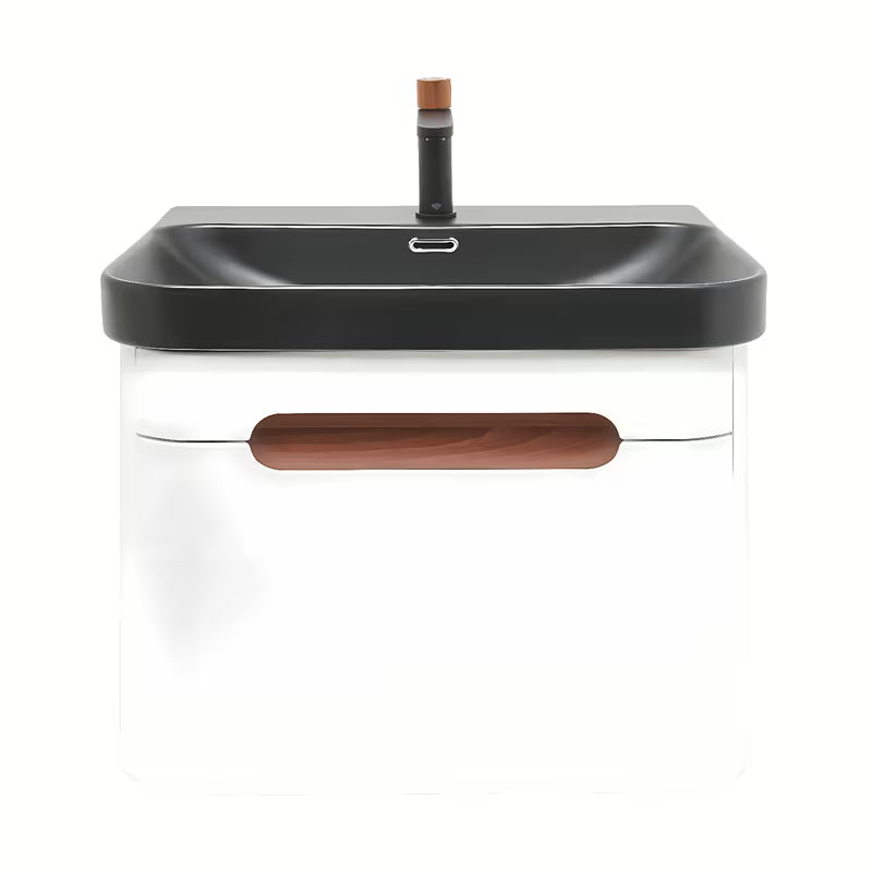 Viseča omarica z umivalnikom SAT Fusion u mat bijeloj boji sa zaobljenim rubovima i ladicom