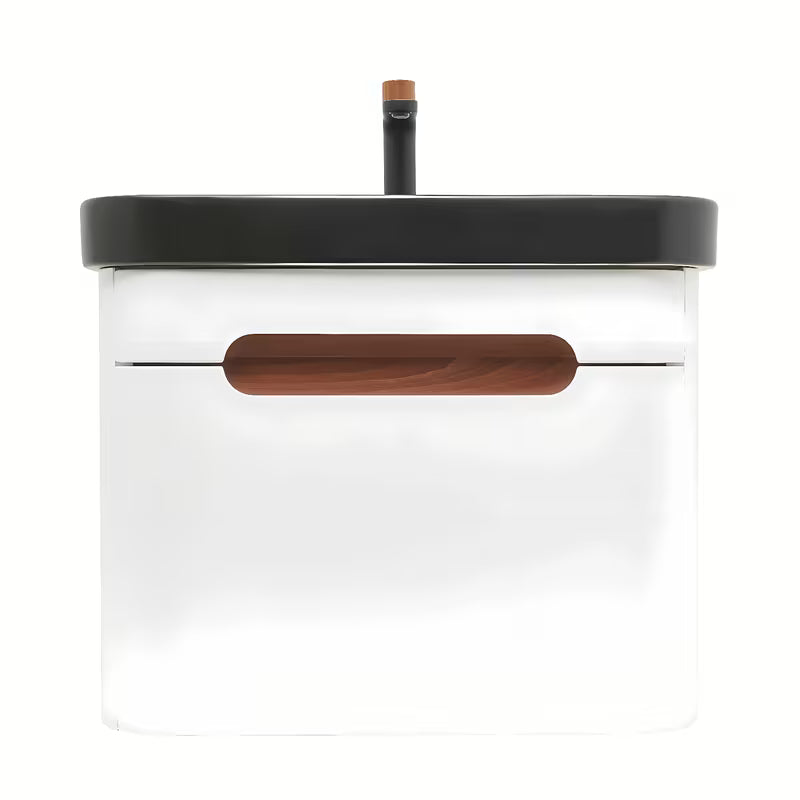 Viseča omarica z umivalnikom SAT Fusion u mat bijeloj boji sa zaobljenim rubovima i ladicom