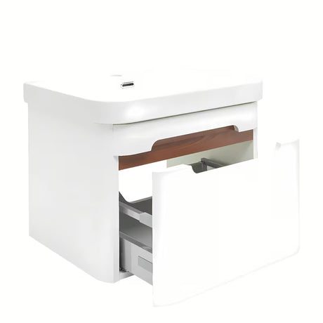 Viseča kopalniška omarica SAT Fusion s keramičkim umivaonikom u mat bijeloj boji