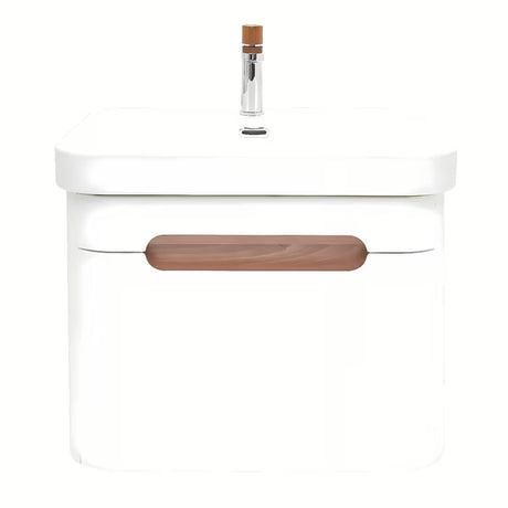 Viseča kopalniška omarica SAT Fusion s keramičkim umivaonikom u mat bijeloj boji z vtičnico.