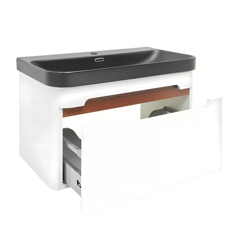 Viseča omarica z umivalnikom SAT Fusion u mat bijeloj boji s mat crnim umivaonikom