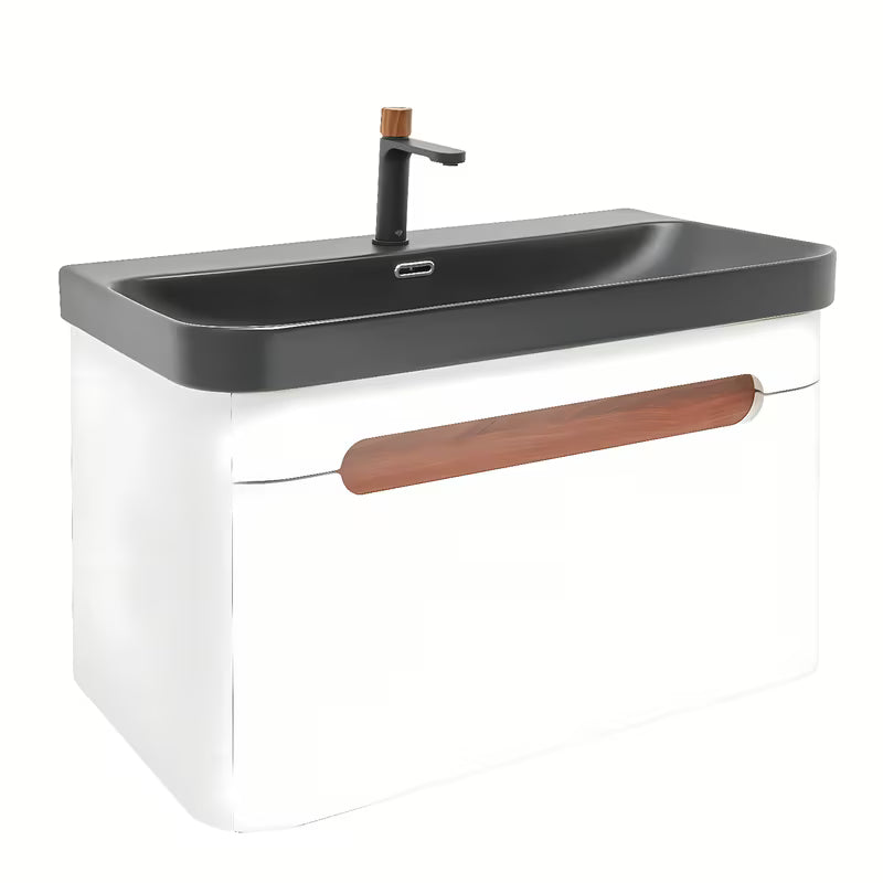 Viseča ormarić SAT Fusion s umivaonikom za namještaj u mat bijeloj i mat crnoj boji