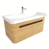 Viseča kopalniška omarica SAT Fusion z umivalnikom u dekoru medni hrast