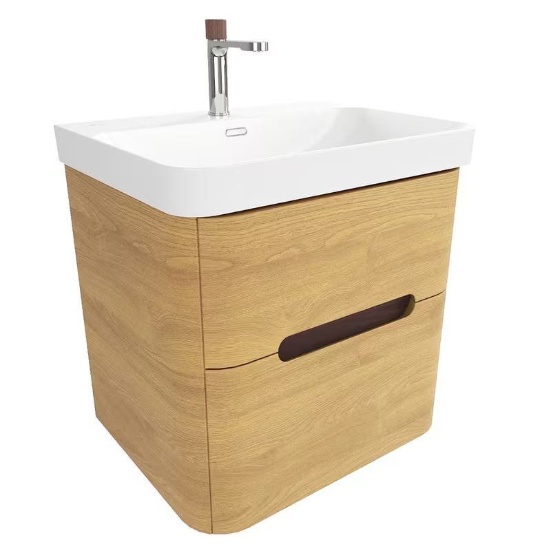 Viseča omarica z umivalnikom SAT Fusion u dekoru medni hrast s dvije ladice