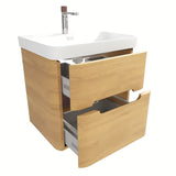 Viseča omarica z umivalnikom SAT Fusion u dekoru medni hrast s dvije ladice