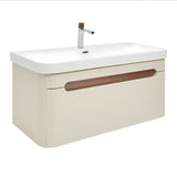 Viseča kopalniška omarica SAT Fusion z umivalnikom u mat pješčano-bež boji