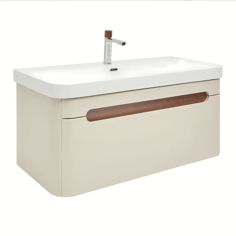 Viseča kopalniška omarica SAT Fusion z umivalnikom u mat pješčano-bež boji