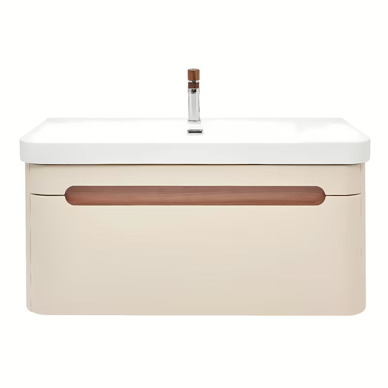 Viseča kopalniška omarica SAT Fusion z umivalnikom u mat pješčano-bež boji