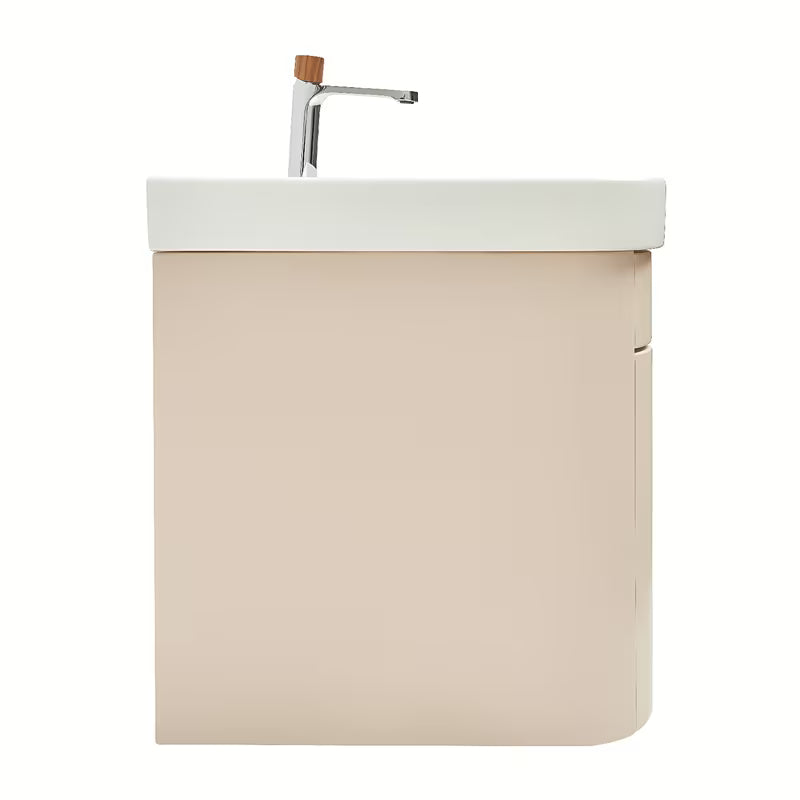 Viseča kopalniška omarica SAT Fusion z umivalnikom u mat pješčano-bež boji