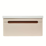 Viseča kopalniška omarica s keramičkim umivaonikom SAT Fusion u mat pješčano-bež boji