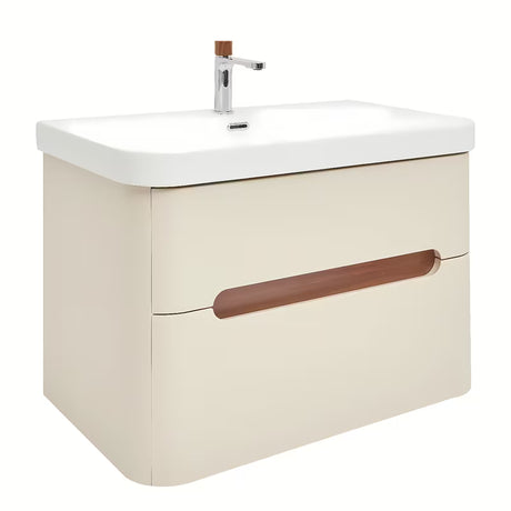 Viseča omarica z umivalnikom SAT Fusion u mat pješčano bež boji s dvije ladice