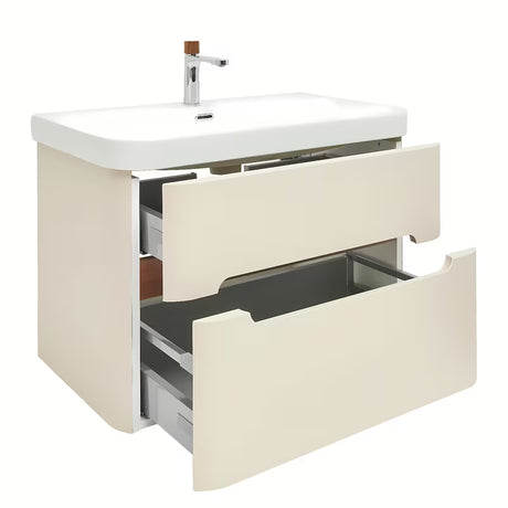 Viseča omarica z umivalnikom SAT Fusion u mat pješčano bež boji s dvije ladice