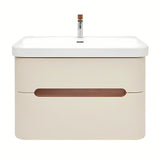 Viseča omarica z umivalnikom SAT Fusion u mat pješčano bež boji s dvije ladice