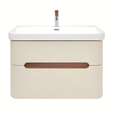 Viseča omarica z umivalnikom SAT Fusion u mat pješčano bež boji s dvije ladice