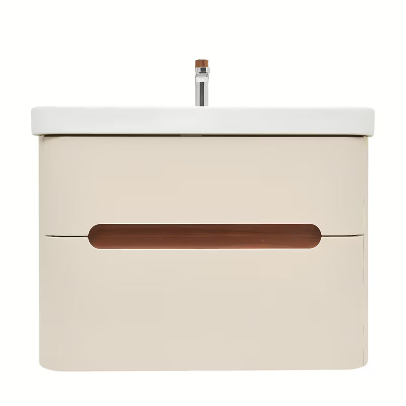 Viseča omarica z umivalnikom SAT Fusion u mat pješčano bež boji s dvije ladice