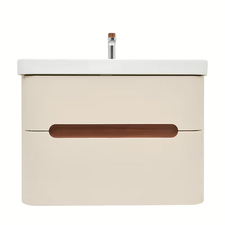 Viseča omarica z umivalnikom SAT Fusion u mat pješčano bež boji s dvije ladice