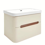 Viseča ormarić s keramičkim umivaonikom SAT Fusion u mat pješčano bež boji