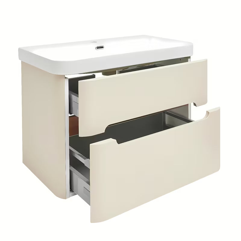 Viseča ormarić s keramičkim umivaonikom SAT Fusion u mat pješčano bež boji