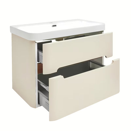 Viseča ormarić s keramičkim umivaonikom SAT Fusion u mat pješčano bež boji