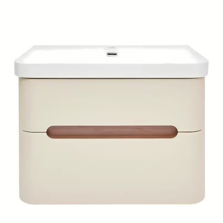 Viseča ormarić s keramičkim umivaonikom SAT Fusion u mat pješčano bež boji